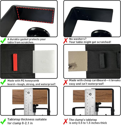 Under Desk Cable Management,No Drill 36",cord organizer,with Silicone Pads (No Scratch!)16 Cable Ties,Washable PE Honeycomb Base,Clamp/Screw Mount-Fits Any Desk 0-2.1",No Stinky Cardboard! Black