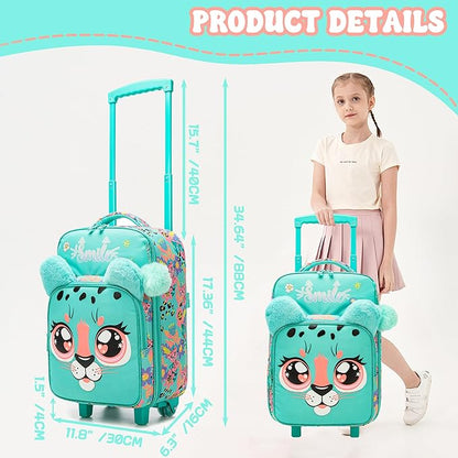 Kids Luggage with Wheels Suitcases Travel Softside Suitcases 16" Carry on Suitcase with Duffle Bag Luggage Sets for Girls Airline Approved