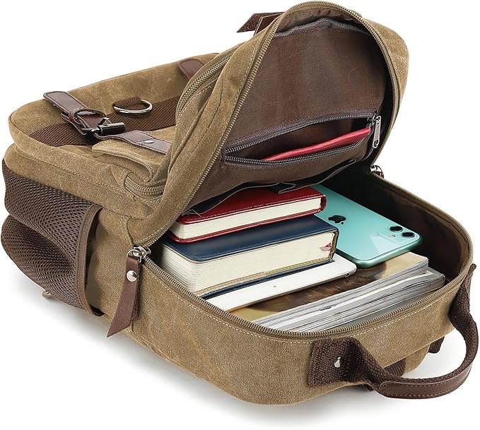 Vintage Messenger Bag, Canvas Backpack for Travel, Men's Shoulder Bag, Dual-use Bag for Hand Carry and Crossbody Carry