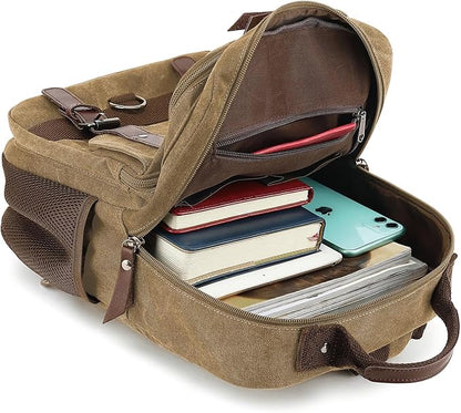 Vintage Messenger Bag, Canvas Backpack for Travel, Men's Shoulder Bag, Dual-use Bag for Hand Carry and Crossbody Carry