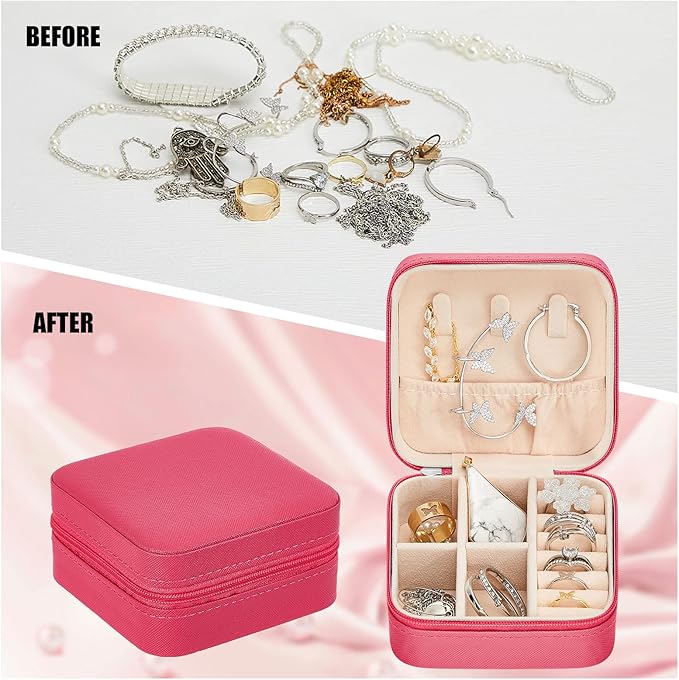 Taiyin 12 Pcs Travel Jewelry Case Box Bridesmaid Gifts Bulk Travel Jewelry Cases Boxes Small Jewels Organizers Mini Accessories Ornaments Storage for Women Girls Wedding Gifts (Rose Red)
