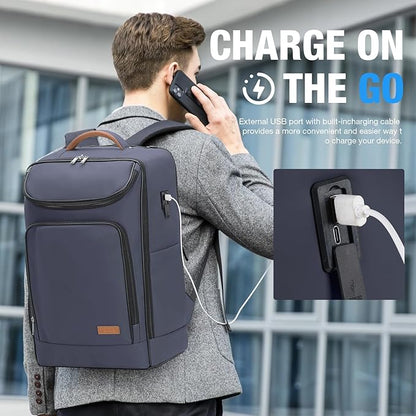 Lekebobor Travel Rolling Backpack, 18 inch Waterproof Bag with 360° Wheels for 15.6" Laptop, Convertible Airline Approved Travel Back Pack for Men & Women, Business, Commuter