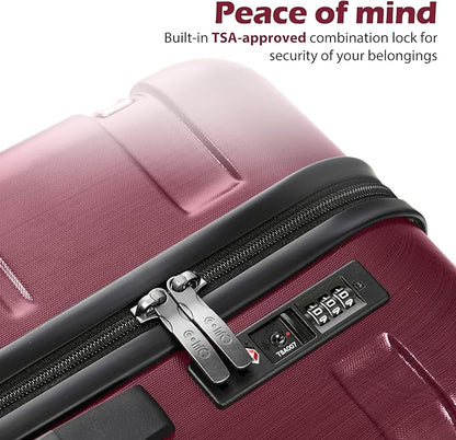 Coolife Luggage PC+ABS Expandable Hardshell Suitcase with TSA Lock, Spinner Checked Lightweight (Radiant Pink, 28in)
