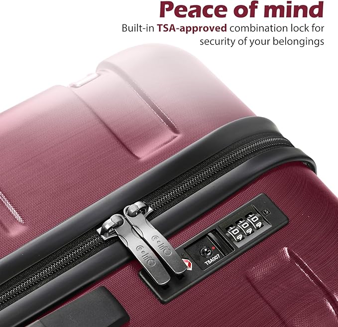 Coolife Luggage PC+ABS Hardshell Suitcase with TSA Lock, Spinner Carry On Lightweight (Radiant Pink, 20in)
