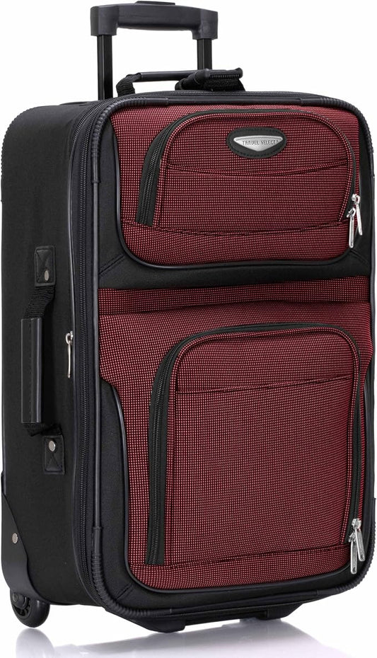 Travel Select Amsterdam Softside Expandable Luggage with Rolling Wheels, Burgundy, 21-Inch Carry-on