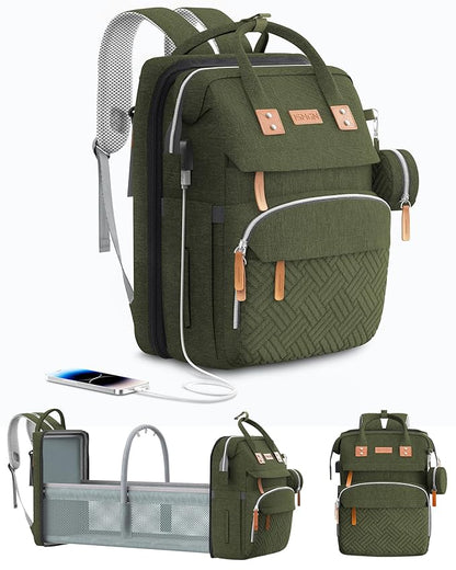 Diaper Bag Backpack with Changing Station, Large Diaper Bag, Baby Bag, Multifunctional Diaper Bag, ARMYGREEN