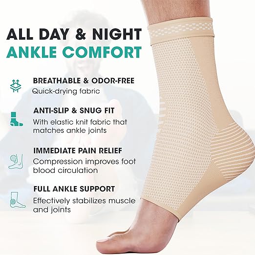 Modvel Foot & Ankle Brace Socks for Sprained Ankle Compression Sleeve - Foot Support for Women & Men - Tendonitis & Arthritis Ankle Brace Sports Running, Torn Ligaments & Women Stabilizing Ankle Wrap