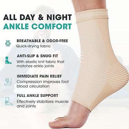 Modvel Foot & Ankle Brace Socks for Sprained Ankle Compression Sleeve - Foot Support for Women & Men - Tendonitis & Arthritis Ankle Brace Sports Running, Torn Ligaments & Women Stabilizing Ankle Wrap