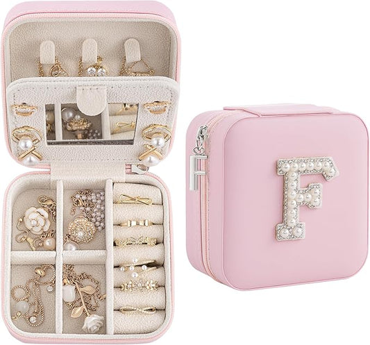 Birthday Gifts For Women, Initial Jewelry Box, Travel Jewelry Case, Gifts for Wife Girlfriend, Small Travel Jewelry Organizer, Gift for Girls, Graduation Gifts for Her, Bridesmaid Gifts
