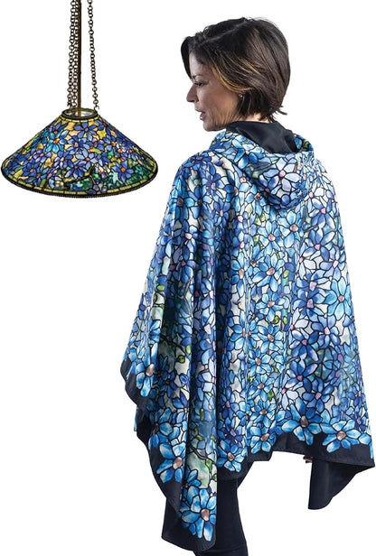 RainCaper Tiffany Clematis Womens Rain Cape Poncho with Hood Reversible
