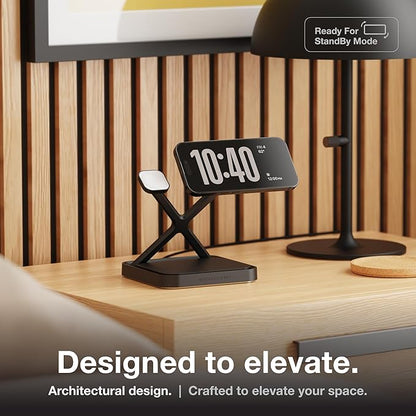 NOCO XGrid XDS3: 3-in-1 Wireless Charging Stand – Charging Station for iPhone, Apple Watch, and AirPods – MagSafe Compatible, Qi2 Certified – Includes 45W USB-C Wall Charger and 6.5-Foot USB-C Cable