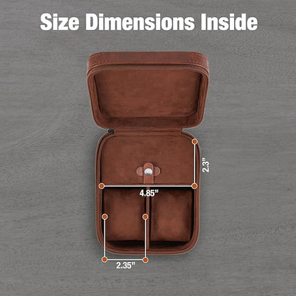Awesometik 2 Slot Luxury Travel Faux Leather Watch Case. Watch Storage Organizer. Watch Display & Watch Holder. Perfect For Watch Collection. Ready to Gift for Men (2 Slot Watch Case)