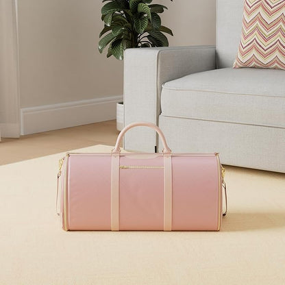 Garment Bag for Travel, Carry On Garment bag, Convertible Duffel Bag with Shoe Compartment, Perfect for Business Trips and Weekend Getaways(Pink)