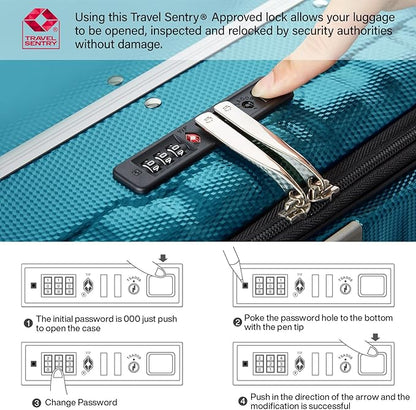Hanke 20 Inch Carry On Luggage Hard Shell Top Opening Aluminum Frame Hardside Suitcase with Spinner Wheels, Durable Rolling Luggage for Men & Women Travel, Christmas & Birthday Gifts, Caribbean Blue