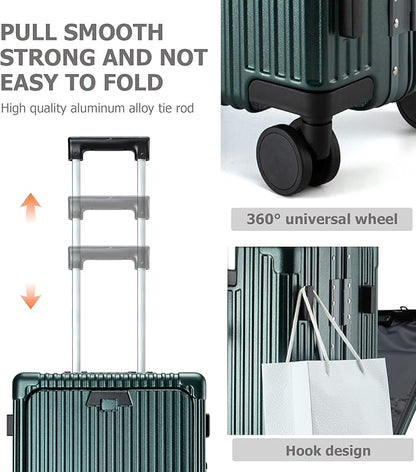 feilario 24in Aluminium Frame Zipperless PC Hard Shell Spinner Wheels Luggage, Built-In TSA lock Carry on Suitcase, with Cup Holder, USB Port, Phone Holder