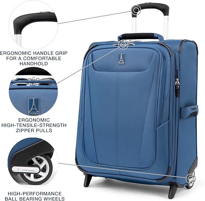 Travelpro Maxlite 5 Softside Expandable Upright 2 Wheel Carry-on Luggage, Lightweight, 20-Inch — Ensign Blue