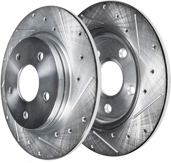 Detroit Axle - 12.99" Rear Drilled Brake Rotors Wheel Hubs + 20pc Wheel Lug Nuts Replacement for Ford Taurus Flex Edge Lincoln MKS MKT - 24pc Set