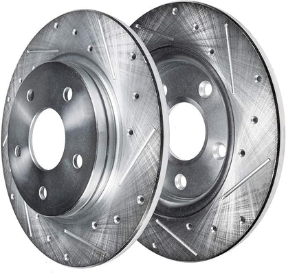 Detroit Axle - 12.99" Rear Drilled Brake Rotors Wheel Hubs + 20pc Wheel Lug Nuts Replacement for Ford Taurus Flex Edge Lincoln MKS MKT - 24pc Set