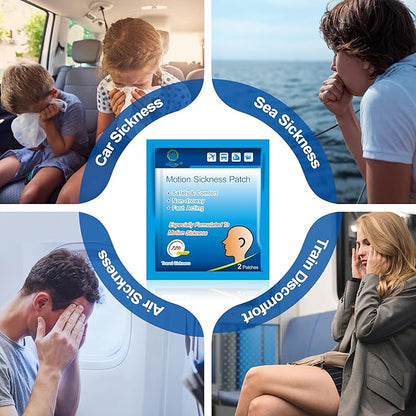 KONGDY 10 Counts Motion Sickness Patches for Kids Adults, Seasick Patch for Cruise from Travel with Waterproof and Non Drowsy, Sea Sickness Patches Behind Ear