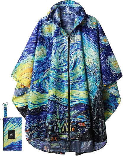 SaphiRose Unisex Rain Poncho Waterproof Raincoat Hooded for Adults Women with Pockets