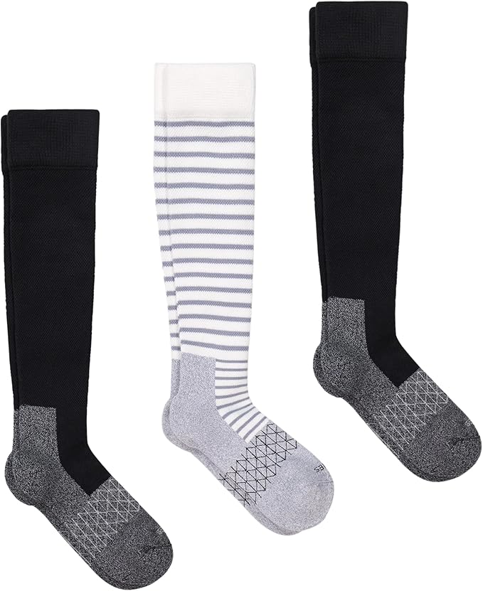 Hanes womens Over-the-calf Socks W/Mild Graduated Compression, Absolute Wellness Non-binding Cushioned Socks, 3-pack