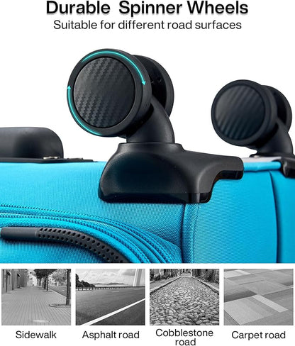 Hanke 20 Inch Expandable Carry On Luggage 22x14x9 Airline Approved Softside Suitcases with Wheels Lightweight Travel Luggage Rolling Suitcase with Lock for Men and Women.(Caribbean Blue)