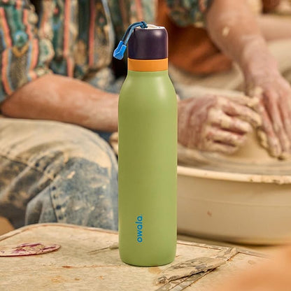 Owala FreeSip Twist Insulated Stainless Steel Water Bottle with Straw for Sports and Travel, BPA-Free, 18-oz, Blue/Green (Camo Cool)