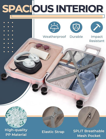 Luggage Sets 5 Piece,Lightweight,Impact-Resistant,Wear-Resistant Suitcases with Wheels, Hardshell Suitcase Set with Spinner Wheels, PP Carry on Luggage Set with TSA Lock, Travel Luggage