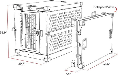 Heavy Duty Fully Collapsible Powder-Coated Aluminum Dog Crate - Large (Black)