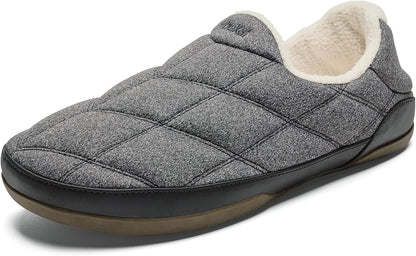 OLUKAI Puku'i Men's Fleece Slippers, Comfortable Activewear Slippers, Premium Full-Grain Leather & Jersey Knit, Drop-In Heel & All-Day Comfort