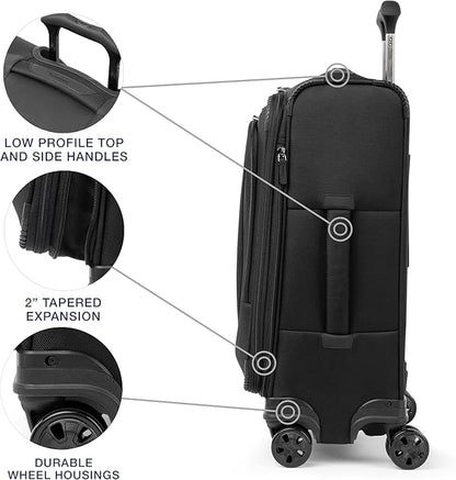 Travelpro Crew Classic Lightweight Softside Expandable Carry on Luggage, 8 Wheel Spinner Suitcase, Men and Women, Carry On 21-Inch, Black
