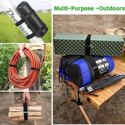 1inx32ftHook and Loop Cable Straps with 50 Metal Buckles, Adjustable Fastening Straps, Reusable Free Cut Length Cord Straps