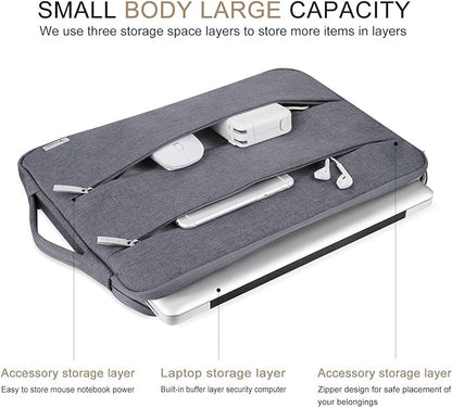 Voova 15.6 16 Inch Laptop Sleeve Case Compatible with MacBook Pro 16 M1/M2/M3/M4 Max 2019-2025, 15.6-16” Hp Lenovo Acer Asus, Waterproof Slim Computer Bag Cover with Handle, Grey