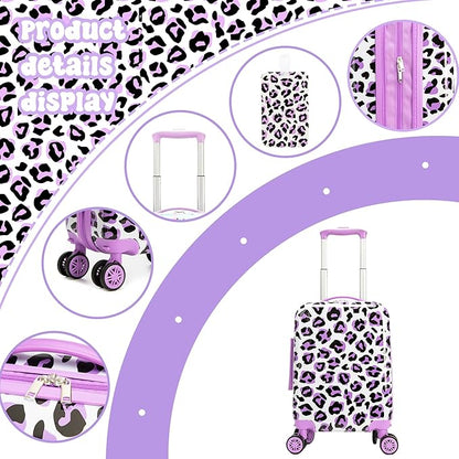 Kid's Luggage Set 2 Piece Suitcase Set Hardside Luggage with Spinner Wheels Girls Carry on Toddler Travel Rolling Suitcase with Neck Pillow Airline Approved