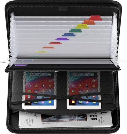 Fireproof & Waterproof Accordion File Organizer, 13-Pocket Expanding Document Organizer with Handle & Labels,Heat-Resistant Fireproof File Folder A4/Letter Files, Safe Travel File Organizer