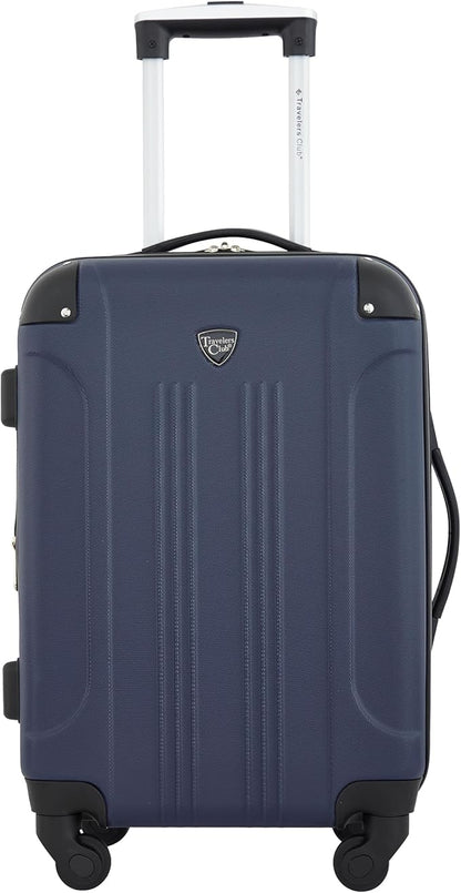 Travelers Club Chicago Hardside Expandable Spinner Luggage, Navy Blue, 3 Piece Set