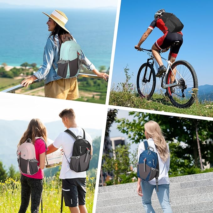 12L Small Lightweight Hiking Backpack Daypack with Phone Pocket for Kids, Mini Travel Backpack for Men, Black