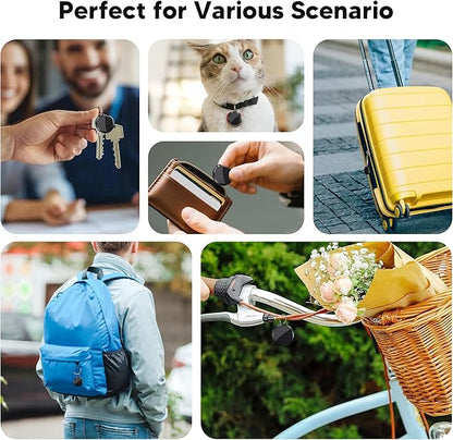 2025 Air Tracker Tags-4 Pack 5.3 Smart Bluetooth Tracker Tag Work with Apple Find My (iOS Only) Key Finder Item Locator for Keys, Luggage,Wallet, Backpack, Pets,etc. (Black, 4 Pack)