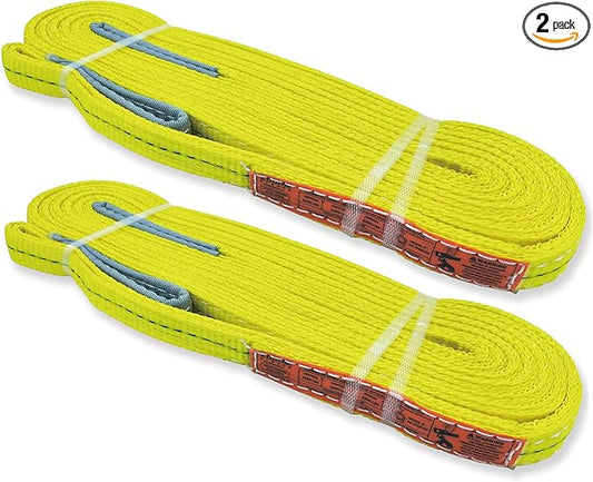 2-Ply Lifting Straps 1”x 20ft Webbing Sling Tree Saver 2Pack Heavy Duty Web Strap Rigging Moving Towing Hoisting Gear KODIAK STRAPS
