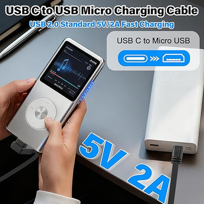 Flexible USB Type-C to Micro USB Cable,90 Degree Micro 5pin to USB C Flat Data Cable,Type C-to-Micro Short Flat Cable Supporting Charging& DataTransfer,for Phone,Camera,Laptop-30CM (Down)