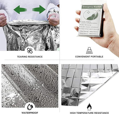 Emergency Foil Thermal Blanket (Pack of 25), 210 x 160 cm (82" x 63") Emergency shelter Survival Reflective Blankets Perfect for Outdoors, Hiking, Survival, Marathons or First Aid