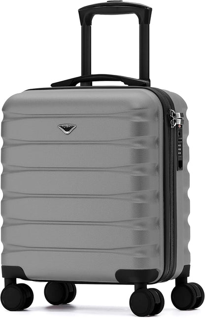 Flight Knight Carry On Suitcase 18x14x8" Hardside Built In TSA Lock & USB Port Lightweight Luggage Silent Double Spinner Wheels Maximum Underseat Carry-On Bag For American & United Approved Airlines