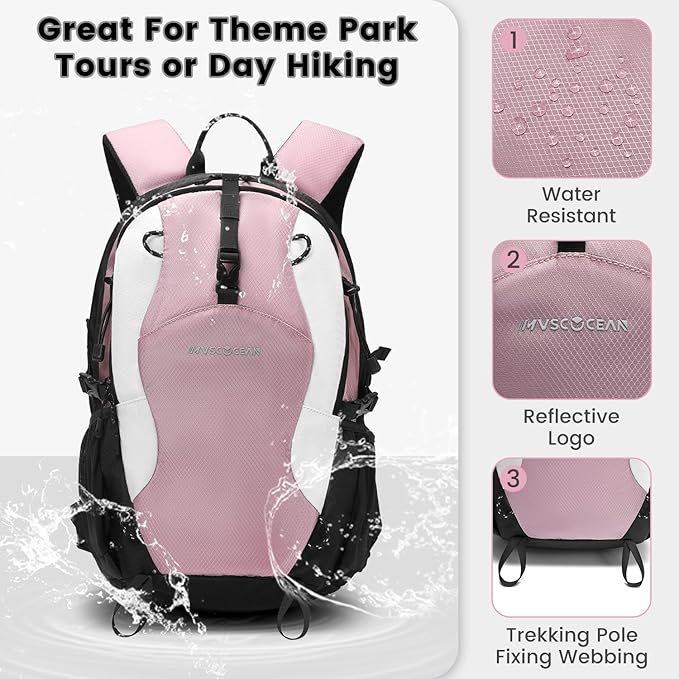 20L Lightweight Hiking Daypack, Small Hiking Backpack for Women(Pink)
