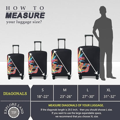 Explore Land Travel Luggage Cover Suitcase Protector Fits 27-30 Inch Case (Carnival, L)