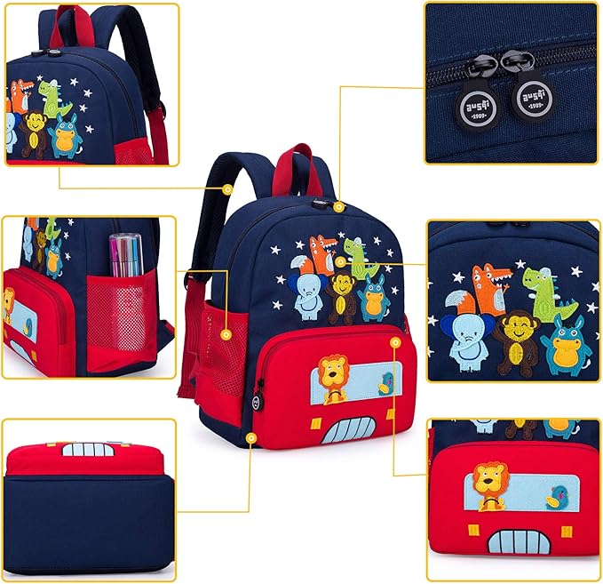 willikiva Cute Zoo Little 3d Backpack Kids Backpack for Boys and Girls Toddler Backpack Waterproof Preschool (Red)
