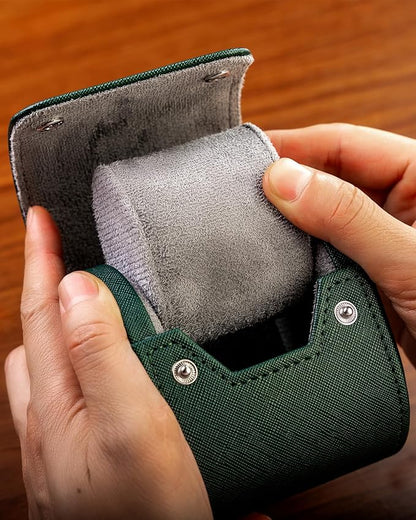 MR.OKAY Single Watch Travel Case -Classic Leather Watch Case with Perfect Texture. Watch Carrying Case or Organizer for Storage And Display. Ideal Gift for Men Traveling, All Handmade by Artisans
