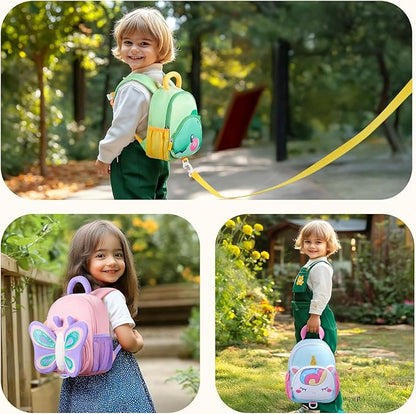mommore Toddler Backpack for Boys 2-4 Cute 3D Kids Backpack Dinosaur Small Pre-K Backpacks Water-Resistant for Preschool Kindergarten with Toddler Leash, Chest Buckle
