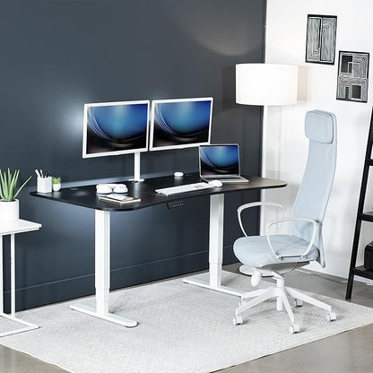 VIVO Electric 63 x 32 in Dual Motor Standing Desk, Memory Height Adjustment, 2B Series, Black Top White Frame, DESK-KIT-2W1B
