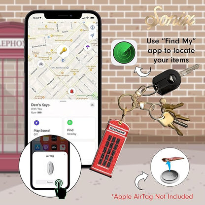 Sonix Keychain Case Compatible with Apple AirTag | Protective AirTag Cover Keychain Charm | Telephone Booth Charm | Phone Box