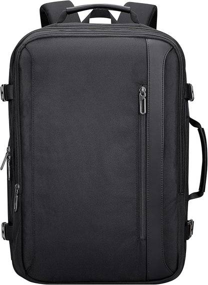 PIJUSHI Travel Backpack for Women Men Expandable Carry on Luggage Backpack Airline Approved Personal Item Laptop Bag(PE034 Black)